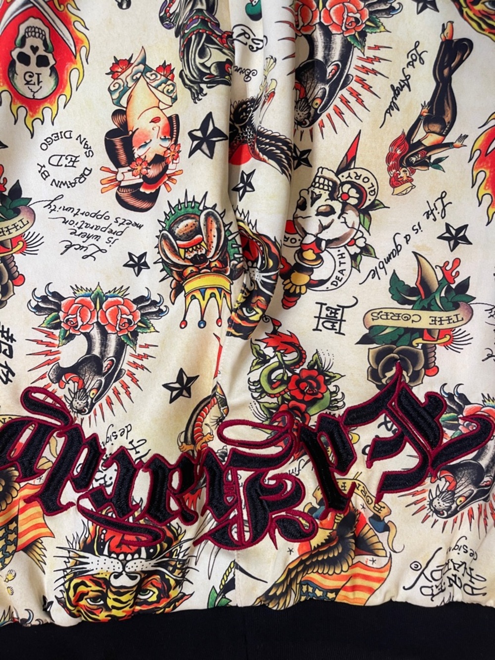 ED HARDY Y2K style women’s track pants large NWT yellow with red black - Picture 8 of 10